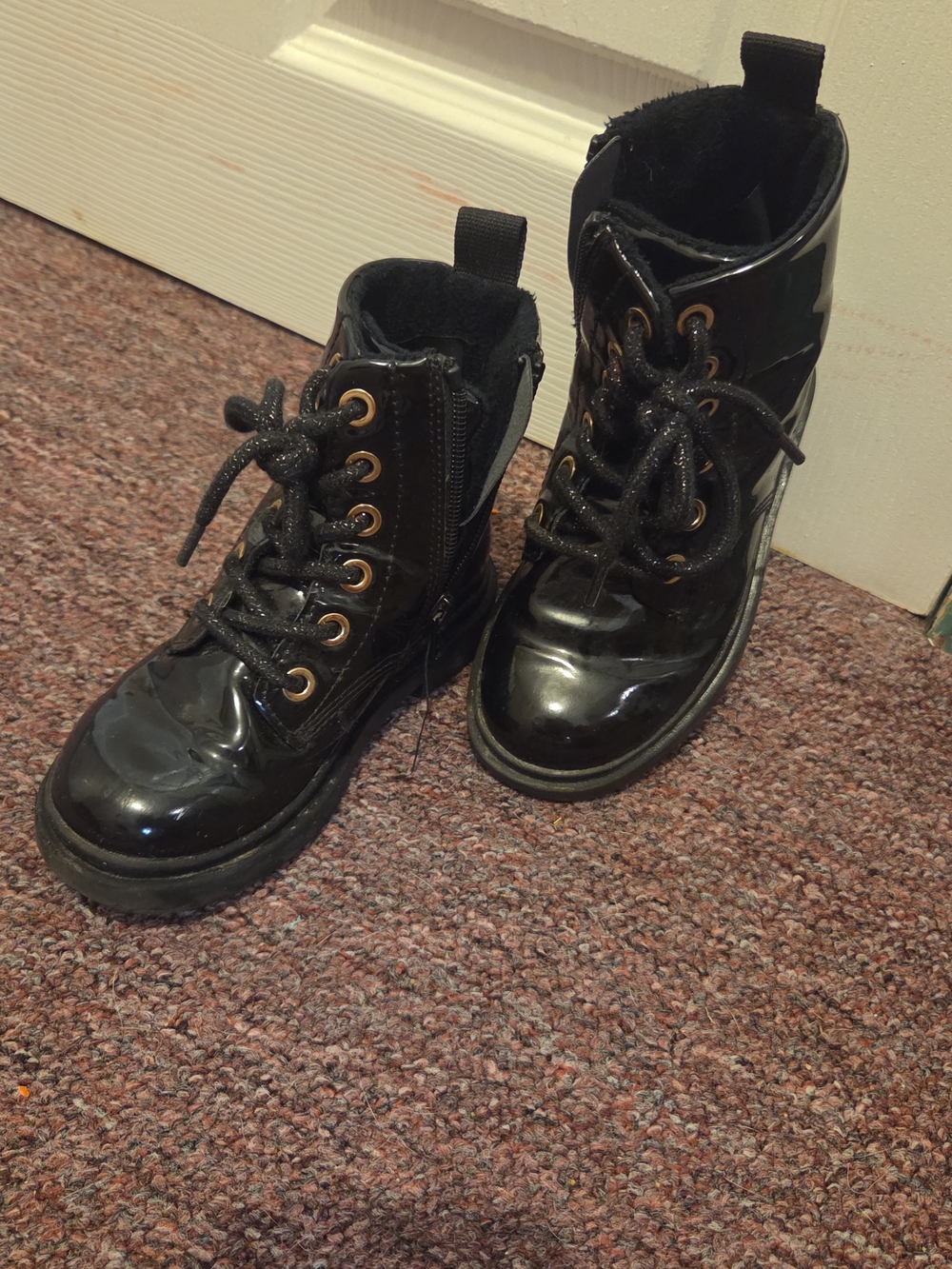 H&M Black Patent Lace-Up Kids' Boots